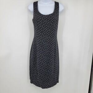 Jeannene Booher Vintage 100% Silk Geometric Diamond Sheath Midi Dress Black 10